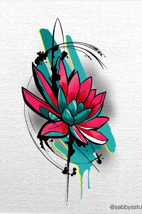 Color Abstract Tattoo, Watercolor Art Tattoo, Watercolor Tattoo Design, Abstract Flower Tattoos, Trash Polka Art, Watercolor Rose Tattoos, Colored Tattoo Design, Arte Aesthetic, Flower Tattoo Drawings