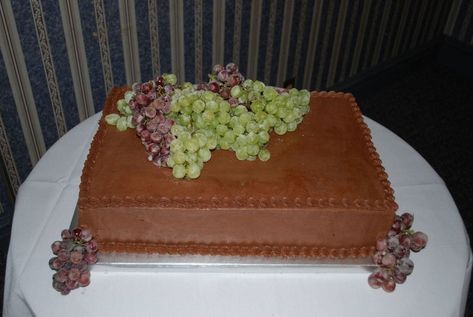 Groom's Cake With Sugared Grapes Simple Groom's cake - Chocolate on Chocolate with Sugared Grapes. My first time working with... Chocolate Grooms Cake Ideas Simple, Chocolate Grooms Cake Ideas, Grooms Cake Ideas Simple, Grooms Cake Ideas, Cake Ideas Simple, Chocolate Grooms Cake, Chocolate Fudge Icing, Strawberry Cake Filling, Sugared Grapes