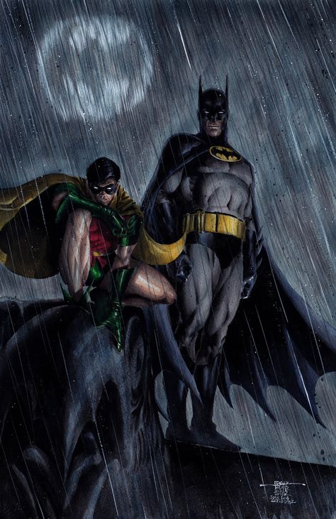 #Batman #And #Robin #Fan #Art. (Batman and Robin) By: Edtadeo. ÅWESOMENESS!!!™ ÅÅÅ+ Robin Pictures, Robin Comics, Batman And Batgirl, Exposition Photo, Heroes Book, Dc Art, I Am Batman, Batman Artwork, Batman Wallpaper