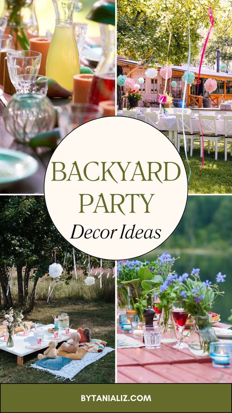 The Ultimate Outdoor Party Decor Ideas - by Tania liz Casual Party Decor, Outdoor Party Decor, Event Table Settings, Garden Party Games, Garden Gathering, Lawn Party Decorations, Backyard Party Decorations, Gathering Ideas, Arboretum Wedding