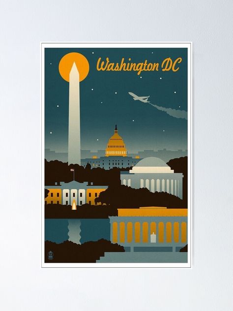 "Washington DC Retro Poster " Poster by DigiArtyst | Redbubble Washington Dc Poster, Dc Poster, Washington Dc Skyline, Bd Art, Wood Postcard, Gallery Artwork, Iron Wall Decor, Travel Wall, Retro Print