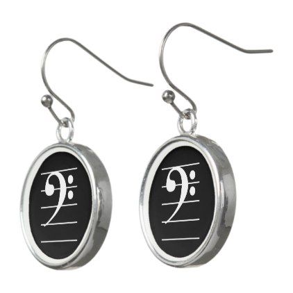 White-on-Black Bass Clef on Staff Music Earrings - black and white gifts unique special b&w style Staff Music, Music Earrings, Bass Clef, Diy Gift Ideas, Jewellery Unique, Earrings White, Earrings Black, White Gifts, Black White Fashion