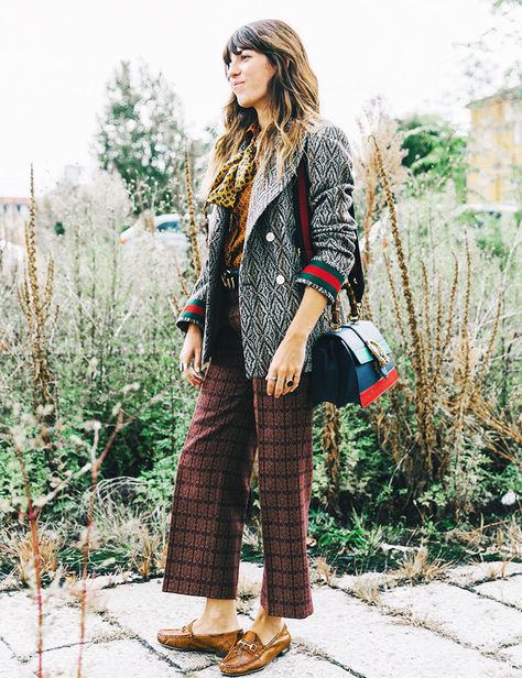 6 Outfits You Finally Have Time to Try Thanks to Daylight Savings via @WhoWhatWear Mixed Prints Outfit, Mfw Street Style, Vintage Street Style, Daylight Saving Time, Horsebit Loafers, Daylight Saving, Diane Keaton, Outfit Collage, Daylight Savings