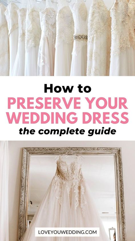 10 Essential Tips for Preserving Your Wedding Dress + How to Store Your Wedding Dress. Wedding dress preservation ideas, wedding dress storage ideas Wedding Dress Storage Ideas, Dress Storage Ideas, Wedding Dress Preservation Ideas, Bridal Shop Ideas, Wedding Dress Storage, Wedding Dress Keepsake, Wedding Music Playlist, Dress Storage, Dress Preservation