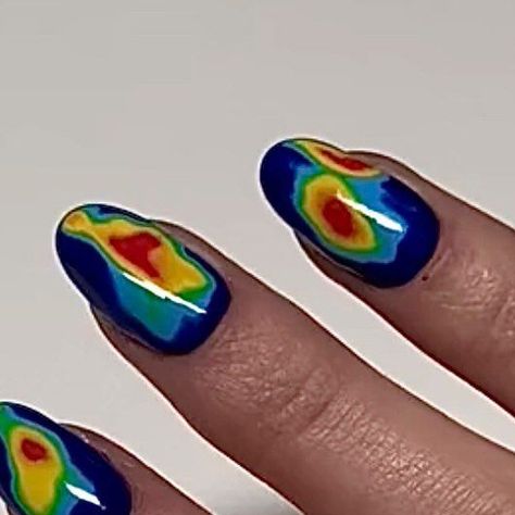 Womenswear on Instagram: "@aminachelloug - Thermal nails ☢️🧪 __________________ 📸Source: @aminachelloug _________________ Follow: @traffygirls Follow: @traffygirls" Heat Thermal Nails, Heat Sensor Nails, Tornado Nails Design, Heat Nails Designs, Thermal Nails Short, Volcano Nail Art, Lava Lamp Nails Short, Heatmap Nails, Infrared Nails Design