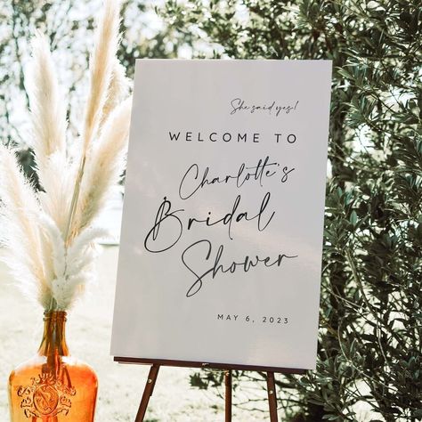 PRICES MAY VARY. Welcome your friends to your bridal shower and enjoy a lovely bridal shower party with this Bridal Shower Welcome Sign! This bridal shower sign will sure stand out in your bridal shower decoration and please all of your guests as they enter your bridal shower celebration. Multiple size options 4 mm corrugated plastic Weatherproof & fade-resistant Stands are not included. Before checkout, we’ll give you the option to add display accessories to your order. The perfect way to welco Shower Decor Ideas, Bridal Shower Signage, Welcome Sign Bridal, Bridal Shower Inspo, Simple Bridal Shower, Bridal Shower Banner, Bridal Shower Sign, White Bridal Shower, Modern Bridal Shower