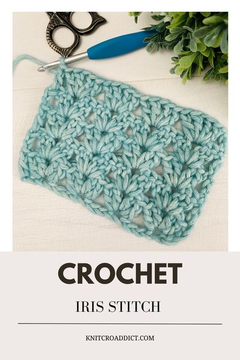 Crochet iris stitch pattern and video tutorial for beginners. Great stitch for blanket and garments. Crochet Iris Stitch, Crochet Iris, Crochet Baby Blanket Tutorial, Crochet Blanket Stitches, Free Crochet Baby Blanket, Baby Blanket Tutorial, Modern Crochet Blanket, Blanket Tutorial, Crochet Stitches For Blankets