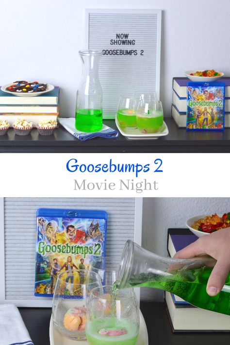 New Year = New Tradition of having a family movie night once a month! Up first is Goosebumps 2 with Monster Bark and Goosebumps Punch. #ad #NewMovieNightTraditions #Goosebumps2 Goosebumps Dinner And A Movie, Goosebumps Movie Night, Movie Inspired Food, Goosebumps Movie, Goosebumps 2, Movie Night For Kids, Classic Monster Movies, Having A Family, Night Recipes