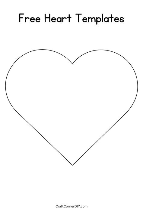 Picture of free large heart template. Heart Shaped Template Free Printable, Heart Outline Printable, Heart Person Craft, Free Heart Templates Free Printables, Heart Sewing Patterns Printable, Free Heart Printables Templates, Heart Shape Printable Free, Outline Of A Heart, Heart Shape Template Free Printable Valentines Day