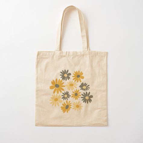 Get my art printed on awesome products. Support me at Redbubble #RBandME: https://www.redbubble.com/i/tote-bag/Yellow-Daisies-by-StudioPosies/48105053.P1QBH?asc=u Totebag Painting Ideas, Handpainted Tote Bags, Desain Tote Bag, Totes Ideas, Sacs Tote Bags, Canvas Bag Design, Painted Tote, Painted Bags, Yellow Daisies