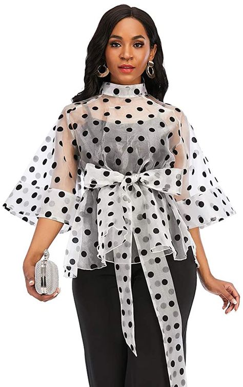 Organza Tops Blouses, Organza Tops, Without Bra, Organza Blouse, Organza Top, Classy Casual Outfits, Latest African Fashion Dresses, Peplum Blouse, Business Events