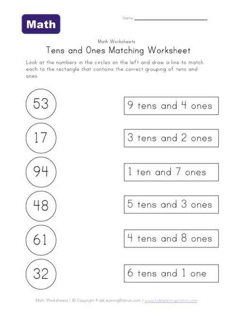 decenas unidades emparejan hoja de trabajo Tens And Ones Worksheet, Math Worksheets For Kids, Mental Maths Worksheets, Place Value Worksheets, Math Addition Worksheets, Job Cover Letter, Grammar For Kids, Mathematics Worksheets, Matching Worksheets