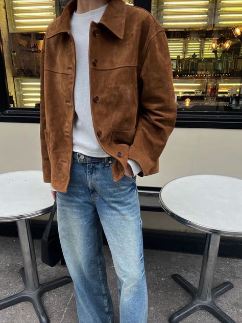 Suede Jacket Outfit, Suede Outfit, Brown Suede Jacket, Stil Inspiration, Outfit Trends, Mein Style, Brown Jacket, 가을 패션, Autumn Outfit