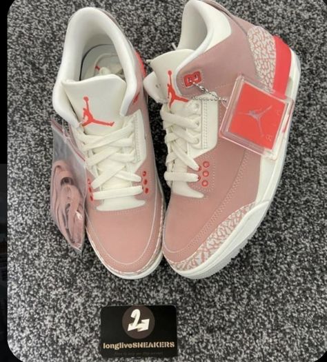 Jordan 3 Rust Pink, Jordan 3 Retro Rust Pink, Fye Shoes, Pink Nike Shoes, Trendy Shoes Sneakers, Nike Fashion Shoes, Jordan Shoes Girls, Jordan Shoes Retro, Pretty Shoes Sneakers