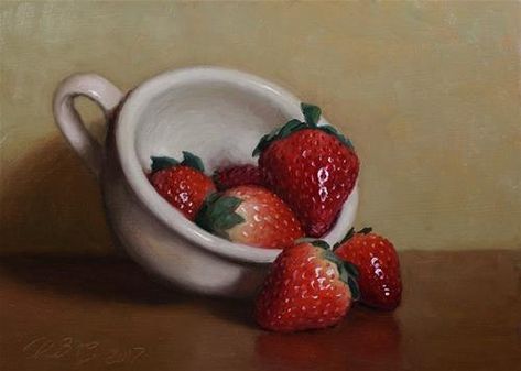 Debra Becks Cooper Gallery of Original Fine Art Oil Painting Videos, Strawberry Art, Life Drawing Reference, Still Life Fruit, Still Life Photos, Food Painting, Fruit Painting, Still Life Oil Painting, Still Life Drawing