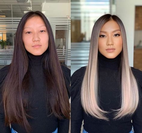 Hair Color Asian, Blonde Asian, How To Lighten Hair, Blonde Hair Looks, Long Hair With Bangs, Hair Color Balayage, Asian Hair, Orange Hair, Hair Inspo Color