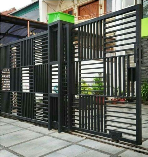 Pipe Gate Design, Porte In Ferro, Grill Gate, Gate Designs Modern, Grill Gate Design, Modern Gate, Eksterior Modern, House Fence Design, Modern Fence Design