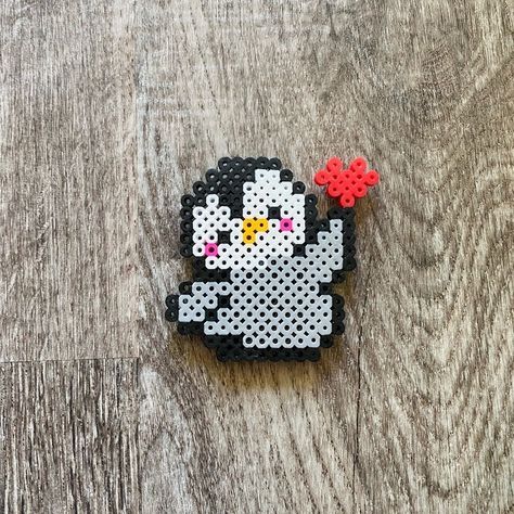 Penguin Magnet Heart Perler Beads Handmade Measures Approx 3 X 3” This Is A Unique Handmade Item I Am Available For Questions Anytime Bundle With Other Items To Save Thank You! Heart Perler Beads, Melty Bead Designs, Melt Beads Patterns, Christmas Perler Beads, Hamma Beads Ideas, Easy Perler Bead Patterns, Melty Bead Patterns, Pixel Beads, Pearl Beads Pattern