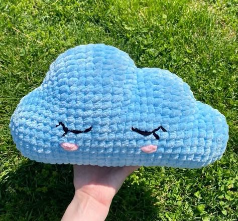 Blue Cloud Crochet Plush, Cute Chenille Clouds, Chunky Cloud Plush, 2 Shades of Blue Crochet toys patterns free amigurumi #crochettoyspatternsfreeamigurumi #crochet #crochettoy #crochetpattern #crochetpatterns 1.512 Blue Crochet Plushies, Crochet Cloud Pattern Free, Plush Amigurumi Free Pattern, Knit Plushies, Toys Quotes, Cloud Crochet, Crochet Pins, Chunky Yarn Crochet, Crochet Pillow Patterns Free