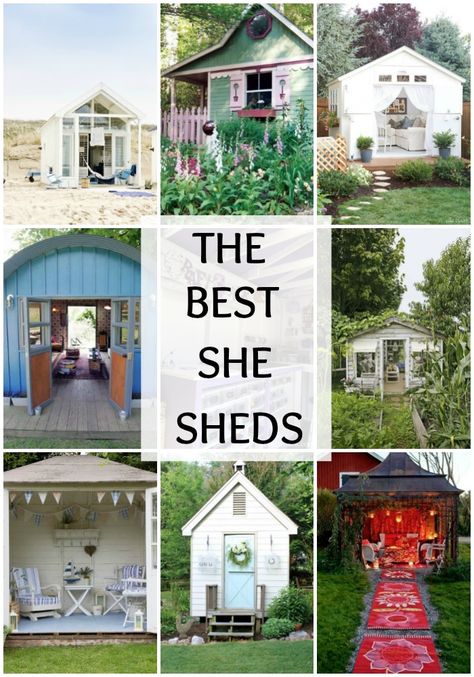 Do you want a backyard retreat all to yourself? Check out these AMAZING she shed ideas on A Blissful Nest and create a space all to your own. She Shed Designs, She Shed Ideas, Build Your Own Shed, Build A Playhouse, Shed Ideas, Shed Plan, Backyard Sheds, Backyard Entertaining, Backyard Shed