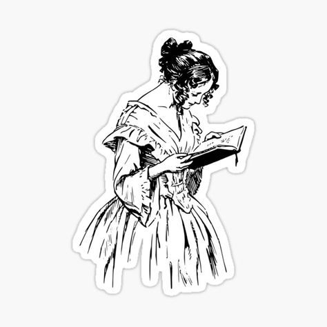 Emily Dickinson Stickers | Redbubble Dark Academia Women, Books To Read For Women, Black And White Stickers, Unique Sticker, Woman Reading, Stickers For Sale, White Stickers, Cool Stickers, Aesthetic Stickers