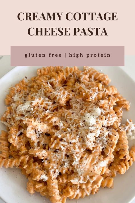 Creamy Cottage Cheese Pasta (Gluten Free, High Protein) - Calla's Clean Eats Inexpensive Healthy Meals, Gluten Free Pasta Dinner, High Protein Pasta Recipes, Cottage Cheese Dinner, Protein Pasta Recipes, Protein Pasta Salad, Gluten Free Pasta Dishes, Pasta Gluten Free, Gluten Free High Protein