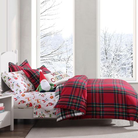 PRICES MAY VARY. THE SPENCER PLAID DESIGN: One of our most popular sets, Spencer Plaid is traditional warmth and sophistication. The front is a a red, green and gold on white plaid and the reverse is a green, gold, blue and white on red plaid. Button closures at the bottom of the duvet cover are durable and easy to use. SOFT AND COMFORTABLE LUXURY: Made from 100% cotton that will never feel heavy, stiff or uncomfortable, the Spencer Plaid Duvet Cover Set has an ultra soft feel that you’ll simply Duvet Comforter Sets, Holiday Paintings, Gold Comforter, Plaid Comforter, White Sheet Set, Crib Bedding Boy, Girl Nursery Bedding, Holiday Stories, Crib Bedding Girl