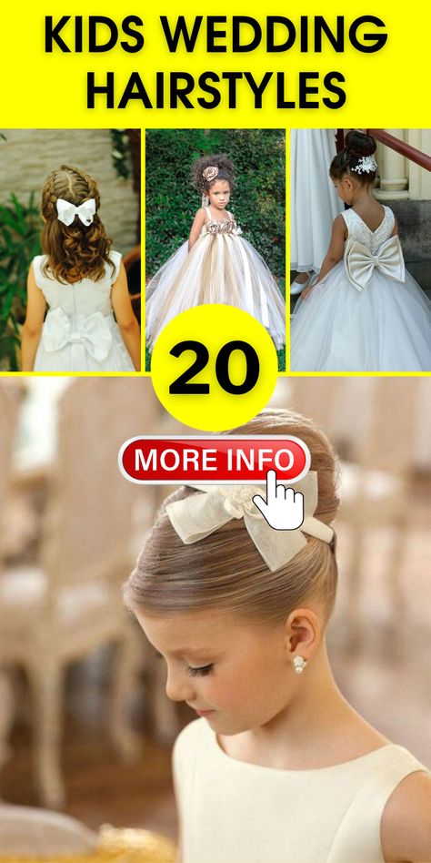 Easy Kids' Wedding Hairstyles: Curly, Coily & Straight Ideas Toddler Hair For Wedding, Childrens Wedding Hair, Kids Wedding Hairstyles, Kids Updo Hairstyles, Hair Dos For Wedding, Flower Girl Updo, Wedding Hairstyles Curly, Girls Updo Hairstyles, Wedding Hairstyles For Girls