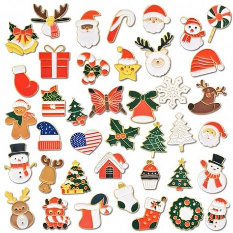 40PCS Festive Christmas Enamel Pins - Santa, Snowman, and Snowflake Designs, Lapel Brooches, Winter Accessories, Xmas Outfit, Spread Holiday Cheer with Memorable Gifts Christmas Shapes, Xmas Outfit, Lapel Brooch, Christmas Parties, Snowflake Designs, Heartfelt Gifts, Winter Accessories, Memorable Gifts, Lapel Pin