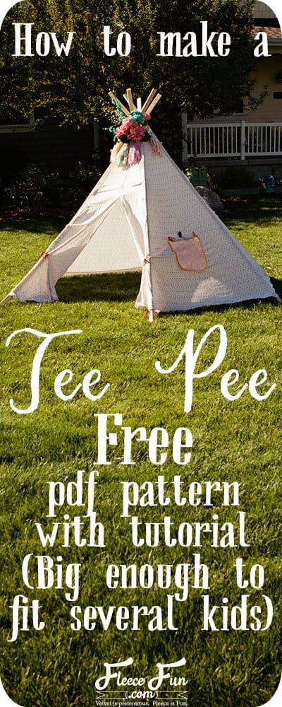 Make A Teepee, Teepee Diy, Teepee Tutorial, Diy Kids Teepee, Diy Teepee, Tee Pee, Teepee Kids, Free Pdf Pattern, Teepee Tent