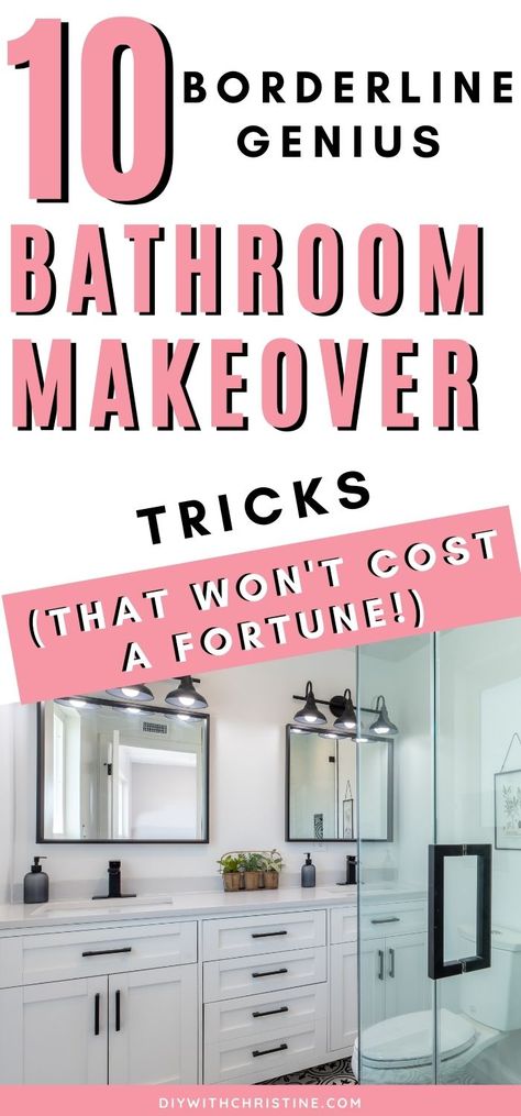 Diy Bathroom Ideas, Cheap Bathroom Makeover, Easy Bathroom Makeover, Easy Bathroom Updates, Mobile Home Bathroom, Home Improvement Diy, Simple Bathroom Remodel, Cheap Bathroom Remodel, Diy Bathroom Makeover