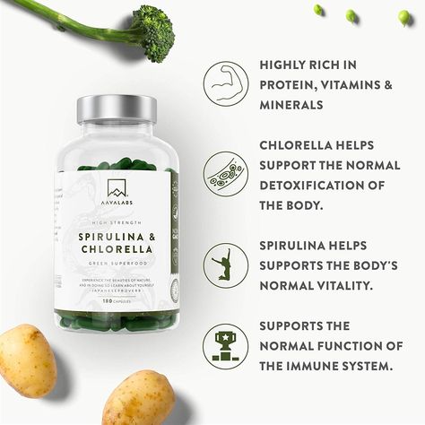 This super green, vitamins, minerals, and phytonutrients combo is more nutrient dense per gram than kale, spinach or broccoli and all this goodness delivered in an easy swallow capsule . Can reverses signs of aging, support brain, heart, skin & appearance and healthy immune functions, alkalization & detoxification of the body. 
#superfoods #supplements #vitamins #healthyliving #anti-aging #detox Green Vitamins, Cosmetic Creative, Spirulina Powder, Green Superfood, Organic Protein, Cell Wall, Super Greens, Rich In Protein, Natural Supplements