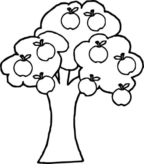 Apple Tree Coloring Page, Apple Tree Drawing, Tree Drawing For Kids, Preschool Apples, Colour Sheet, Drawing Apple, Mom Coloring Pages, Emoji Coloring Pages, Tree Coloring