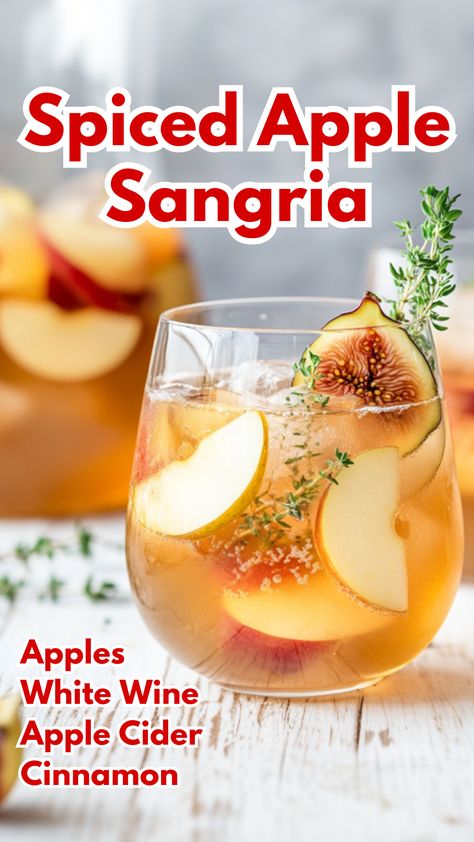 The Spiced Apple Sangria is a crisp and refreshing fall-inspired cocktail that combines the sweetness of apple cider with the bright flavors of white wine. Infused with cinnamon sticks and fresh apple slices, this sangria captures the cozy warmth of autumn. Garnished with fresh figs and thyme, it’s the perfect drink for festive gatherings or relaxing evenings by the fire.
#spicedapplesangria #fallsangria via @mybartender Cider Alcohol Drinks, Apple Cider Alcohol, Fall Party Drinks, White Wine Cocktail, Apple Cider Sangria Recipe, Fall Sangria Recipes, White Sangria Recipe, Winter Sangria, Holiday Sangria