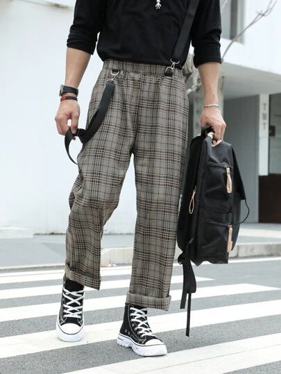 Trouser Pants Outfits, Outfits Quotes, Sandal Tali, Dark Academia Outfits, Plaid Jumpsuit, Pants Outfit Men, Queer Fashion, Guys Clothing Styles, Mens Outfit Inspiration