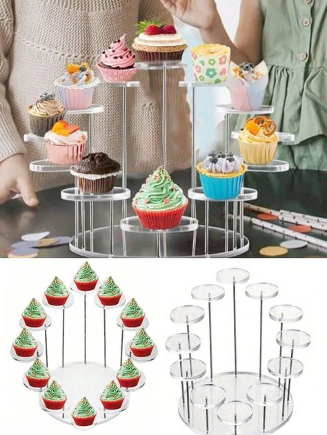 1 Set Acrylic Transparent Round Base Tray Multi-Layer Paper Cupcake Stand, Dessert Table Decoration Stand Cupcake Holder, Party Tool, Suitable For Wedding Party, Birthday Party Decoration StandI discovered amazing products on SHEIN.com, come check them out! Paper Cupcake Stand, Decoration Stand, Dessert Table Decor, Cupcake Holder, Paper Cupcake, Cupcake Stand, Birthday Party Decoration, Table Decoration, Party Birthday