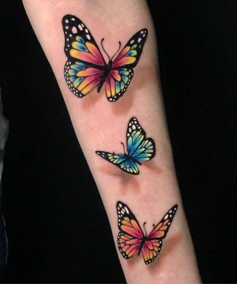 Tato 3d, Realistic Butterfly Tattoo, Butterfly Tattoos Images, Colorful Butterfly Tattoo, 3d Butterfly Tattoo, Blue Butterfly Tattoo, Butterfly Wrist Tattoo, Kristina Webb, Small Butterfly Tattoo