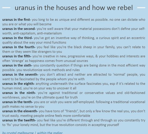 Uranus In The Houses, Crystal Leigh, Astrology 101, Astrology Meaning, Learning Tarot Cards, Astrology Planets, Spiritual Journals, Birth Chart Astrology, Learn Astrology