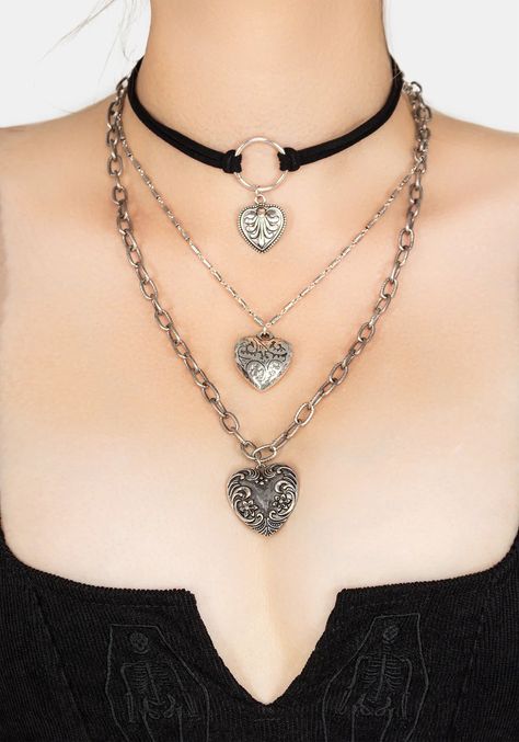 Jewelry – Disturbia Layered Choker Necklace, Alternative Jewelry, Layered Chokers, Gothic Outfits, Eclectic Style, Layered Necklace, Chain Pendant, My Eyes, Grunge Fashion