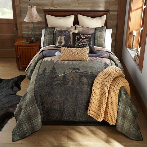 Donna Sharp Quilts, Rustic Bedding Sets, Moon Quilt, Mother Bear, Fantastic Fashion, Quilted Bedding, King Quilt Sets, Black Forest Decor, Rustic Bedding