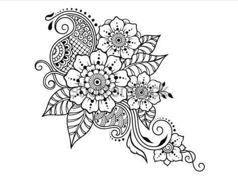 Mandala Designs in 2020: Illustrations, Patterns, Trends. Mandala Creator Online and Free Simple  #small #mandala #designs Henna Tattoo Flower, Mandala Arm Tattoo, Dotwork Tattoo Mandala, Henna Doodle, Mehndi Flower, Henna Drawings, Tato Henna, Flower Pattern Drawing, Henna Stencils