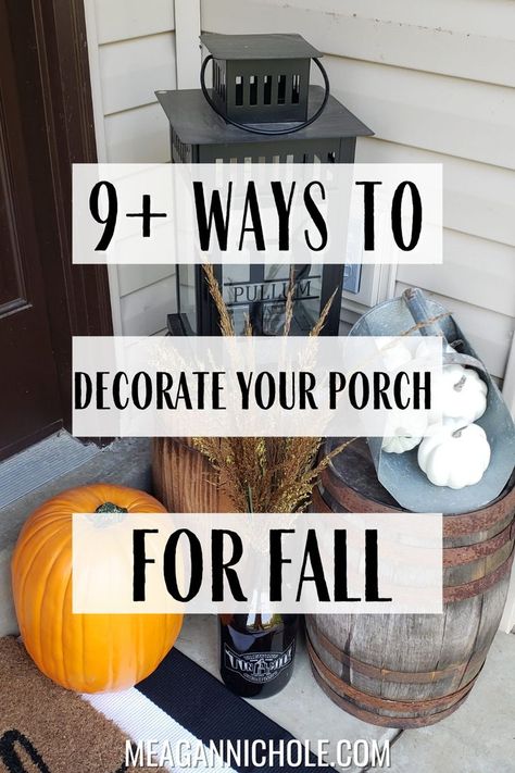 Fall Wash Tub Ideas, Small Open Porch Ideas, Back Door Decorating Ideas, Fall Decorations Small Porch, Back Porch Fall Decorating Ideas, Closed In Porch Decorating Ideas, Small Front Door Fall Decor Ideas, November Porch Decorating Ideas, Autumn Front Porch Ideas