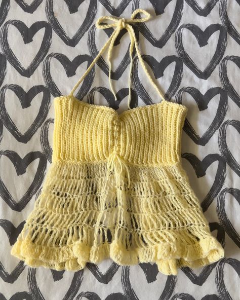 pink or yellow? 💗💛 The tutorial for this crochet babydoll top is finally posted on my YouTube channel, linked in my b!o 💕 For everyone who’s been waiting: thank you so so so much for your patience! I really can’t wait to see you all make it 🫶🏾 #crochet #crocheting #knit #knitting #crochetdesigner #yarn #fashiondesigner #machineknitting #handmade Crochet Babydoll Top, Crochet For Dummies, Crochet Babydoll, Lace Clothes, Knit Inspiration, Knitting Hacks, Yellow Crochet, Crochet Aesthetic, Babydoll Shirt