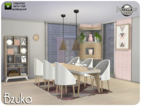 Beach Dining Room, Sims 4 Beds, Sims 4 Kitchen, Dinner Room, Casas The Sims 4, Sims Building, Sims House Design, Sims 4 Cc Furniture, Sims 4 Houses