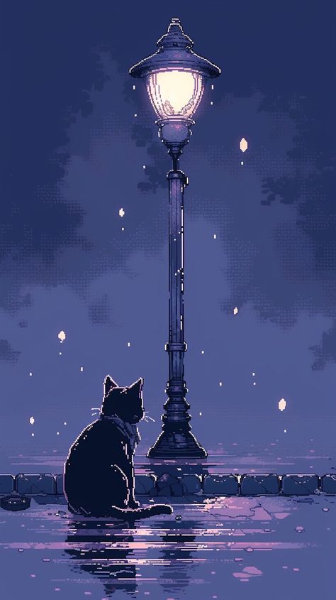 Wallpaper Gatos, Mobile Phone Wallpaper, Sitting Outside, Pixel Art Background, Desen Anime, Pretty Backgrounds, Cool Wallpapers Art, Pretty Wallpapers Backgrounds, 판타지 아트