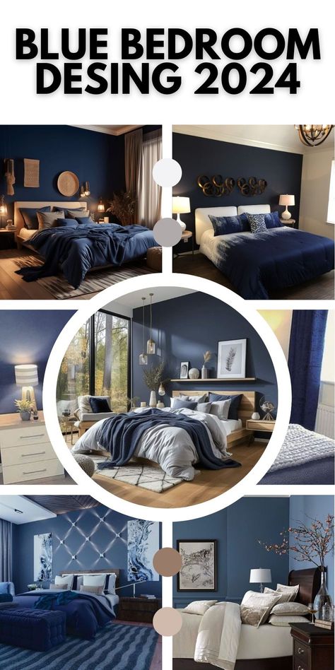 Navy Blue Room Decor Master Bedrooms, Bedrooms With Dark Blue Accent Wall, Bedding For Dark Blue Walls, How To Decorate A Dark Blue Bedroom, Blue Master Bedrooms Ideas, Master Bedrooms Decor Navy Blue, Dark Moody Blue Bedroom, Deep Blue Bedroom Accent Wall, Dark Blue Small Bedroom