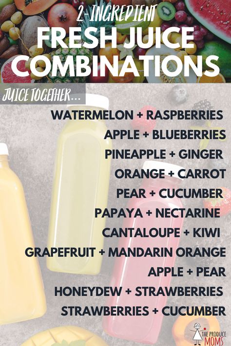 2-Ingredient Fresh Juice Combinations Tasty Juicing Recipes, Things To Juice, Bariatric Juice Recipes, Juicing Recipes For Juicer Machine, Easy Fruit Juice Recipes, Yummy Juicing Recipes, Dinner Juice Recipes, Fruit And Veggie Juicing Recipes, Juicing Fruit Recipes