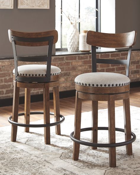 Farmhouse Bar Stools, Counter Stools With Backs, Brown Bar Stools, Kursi Bar, Counter Height Dining Table, Swivel Counter Stools, Stools With Backs, Counter Height Bar, Counter Height Dining Sets