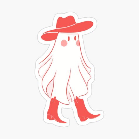 Get my art printed on awesome products. Support me at Redbubble #RBandME: https://www.redbubble.com/i/sticker/Cowboy-Ghost-Pink-Western-Halloween-by-KittyStrand/164734119.EJUG5?asc=u Vintage Halloween Designs, Western Ghost, Halloween Cowboy, Cowboy Ghost, Western Halloween, Halloween Sticker, Design Aesthetic, Halloween Stickers, Art Styles