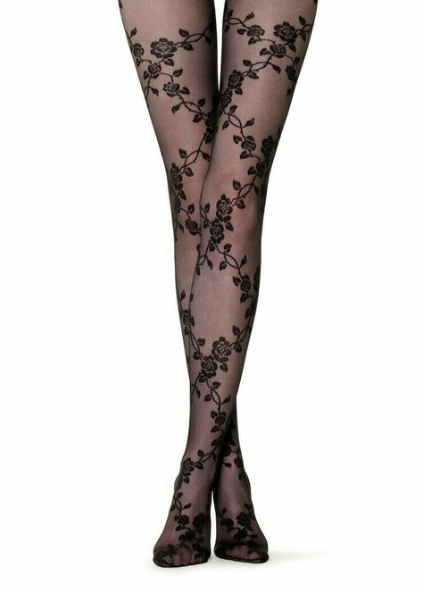 Pattern Tights Aesthetic, Lacy Tights, Black Mesh Tights, Black Lace Tights, Tights Floral, Goth Tights, Tights Pattern, Flower Tights, Black Patterned Tights